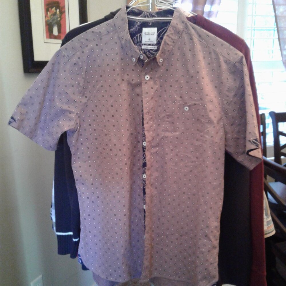 men's Level Ten short sleeve shirt pink beige large